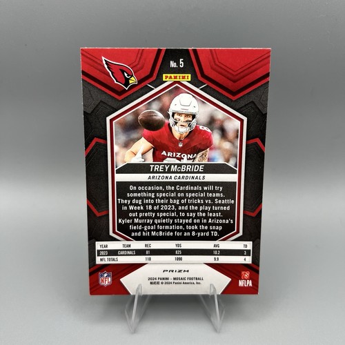 2024 Panini Mosaic #5 Trey McBride Silver Reactive Prizm Arizona Cardinals - Picture 2 of 2