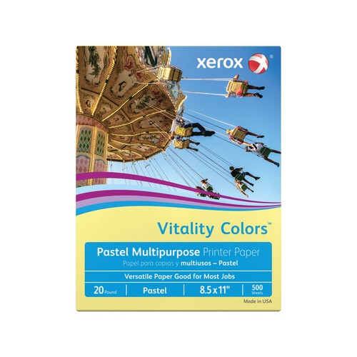 Xerox Vitality Colors Copier Printer Paper, 20 Lb, Letter, Yellow, 500-Ream