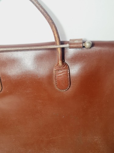 Borsa, valigetta, borsa a tracolla vintage in pelle marrone rossastro per spartiti musicali - Foto 10 di 18