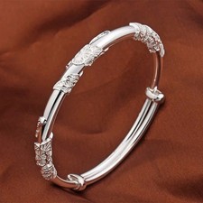 925 Sterling Silver Bracelet Bangle Women Gift Jewellery Adjustable UK