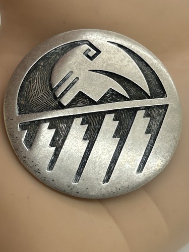 925 Sterling Silber Vintage Hopi Peyote Vogel Überfang Anstecknadel Brosche.