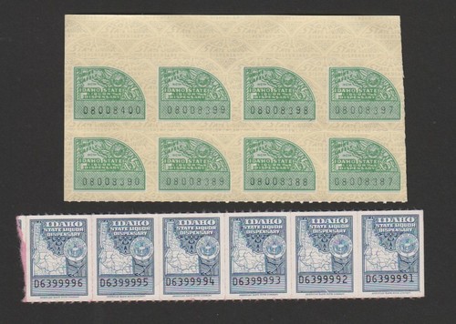 US Idaho Liquor Dispensary Tax stamps - multiples unused
