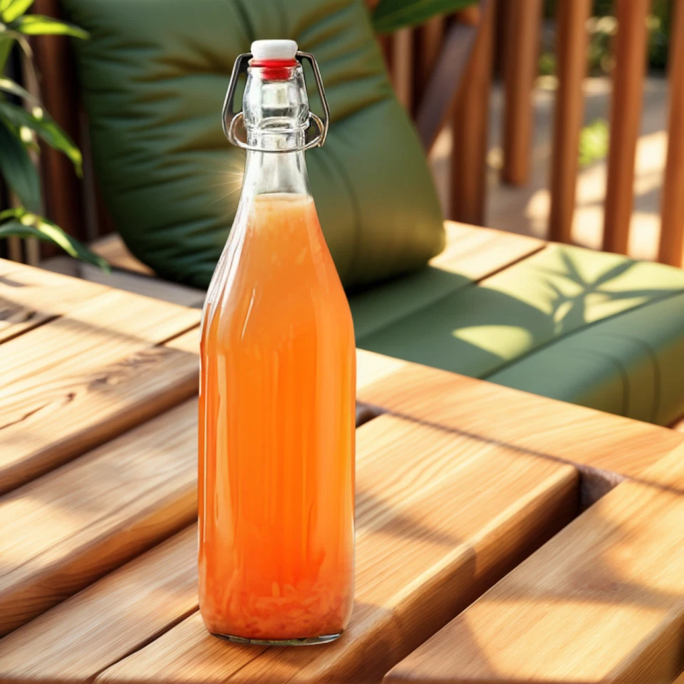 Paquete de 2 botellas de vidrio herméticas de 32 oz con tapones abatibles Foto 4 de 4