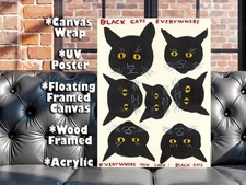 Black Cats Everywhere David Shrigley Canvas Wrap Wall Decor PosterWall Art Print