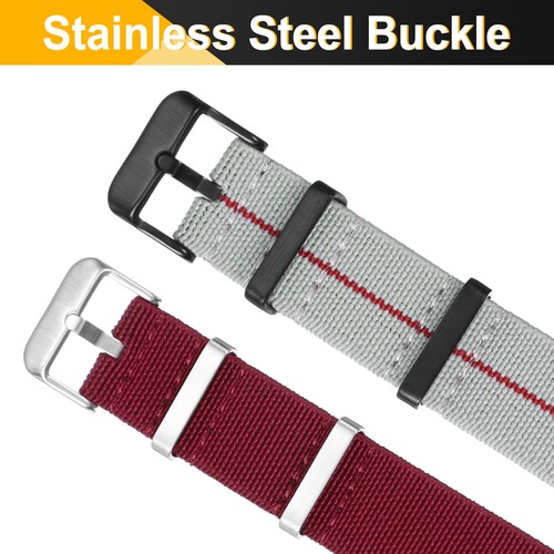 Elastic Nylon Watch Band 22mm Waterproof One Piece Watch Strap, Khaki - Zdjęcie 4 z 7