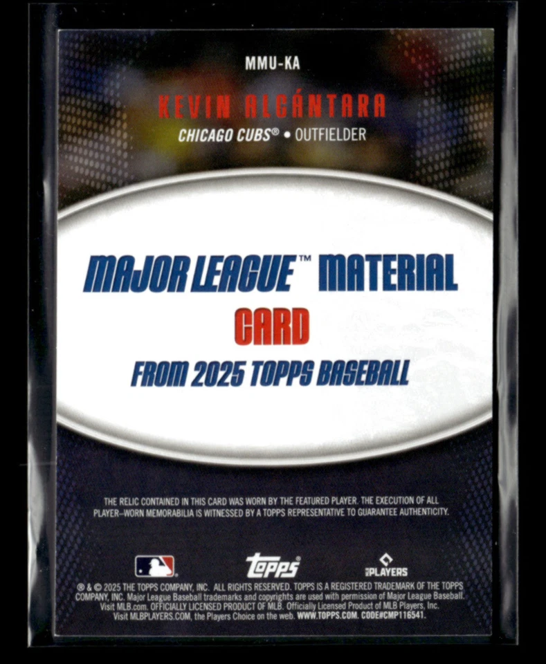 Kevin Alcantara 2025 Update Series RC Player Worn Patch Major League [xlz101 - Image 2 of 2