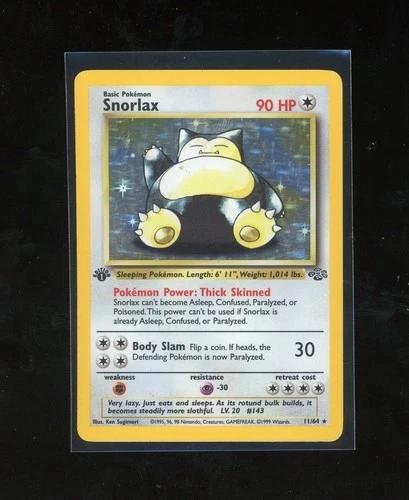 1ST EDITION 1999 Pokemon Jungle Snorlax 11/64 Holo Foil Rare WOTC