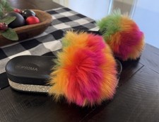 Prima Faux Fur Slides Size 8