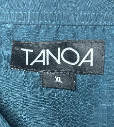 Camisa TANOA Tribal Para Hombres XL Hawaiana Dobby Rika En Verde Esmeralda Nueva Con Etiquetas - Imagen 2 de 9