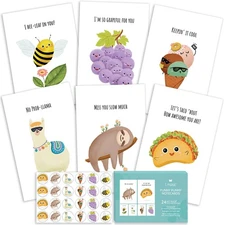 24 Funny Notecards and Envelopes Set - Blank Thinking of You Note Cards for K...