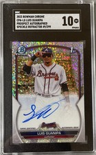 2023 1st Bowman Luis Guanipa Chrome Speckle Auto #/299 Braves SGC 10