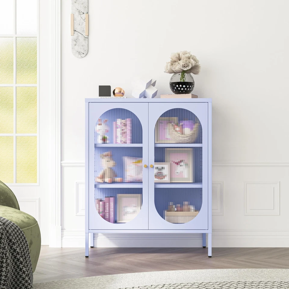 Consola de 2 puertas/armario de almacenamiento de acentos gabinete de almacenamiento de metal con 2... Foto 2 de 4