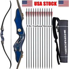 Archery 60" Takedown Recurve Bow 25-50lbs Adult Hunting Target Bow Arrows Shoot