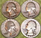 1941, 1941, 1941-D & 1941-D Washington Quarters