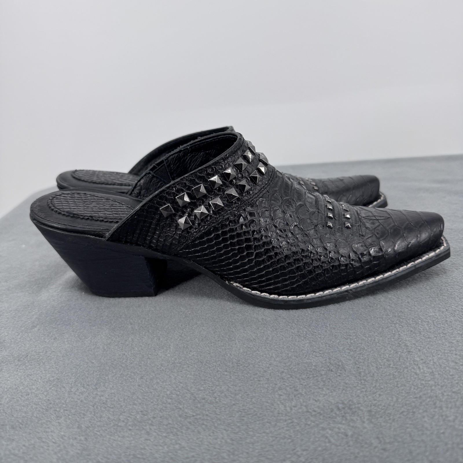 Ariat Womens Black Studded Python Embossed Mule C… - image 2