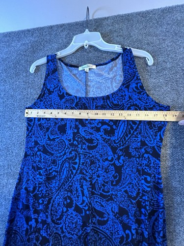 TravelSmith Midi Dress Womens Sz S Sleeveless Blue Black Paisley Stretch Comfort - Picture 4 of 8