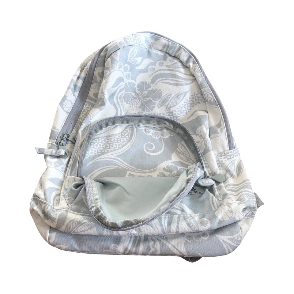 Volcom 男女通用背包蓝绿色和白色 1 大口袋 1 小号花卉设计 — 第 4/4 张图片