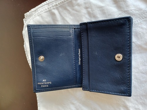 Porte-cartes en Cuir de vachette couleur bleu Made in France, Printemps Saison - Photo 3 sur 6