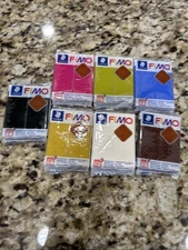 lot of 7 Fimo Modeling clay leather effect multiple colors Staedtler 2 Oz