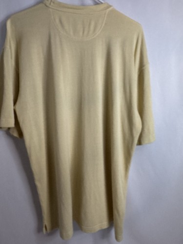 Tommy Bahama Hombre Manga Corta Amarillo Pullover Mezcla Seda Cuello Redondo Camisa XL - Imagen 3 de 5