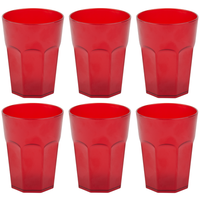 6X Kunststoffbecher Trinkbecher Plastikbecher Trink-GläSer Mehrweg 0,4L Rot