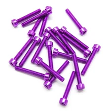 20pcs M3x20mm Socket Head Cap Screws Anodized 6063 Aluminum Hex Socket (Purple)