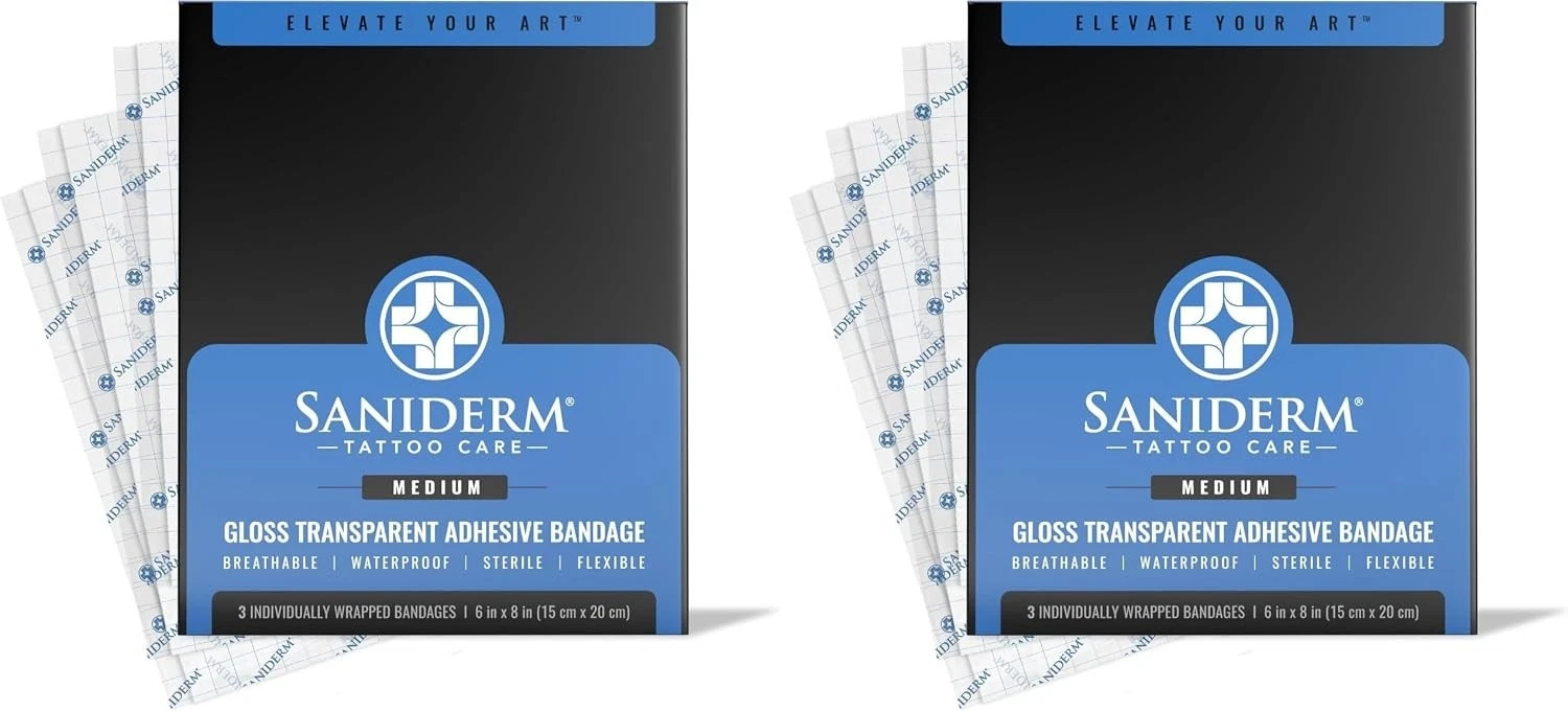 2 Saniderm Tattoo Aftercare Bandage 6"x8" 3 Sheets/Pack M - 6 Sheets Total image 1