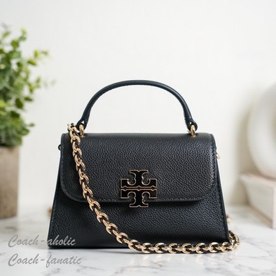 Tory Burch Britten Mini Top Handle Leather Crossbody 175816 Black NWT