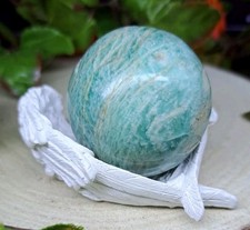 Serene Amazonite Crystal Sphere 45mm 131g & Angel Wing Stand