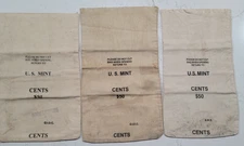 LOT OF 3 Vintage U.S. Mint $50 Cents Bank Bag | Canvas Coin Sack | Treasury