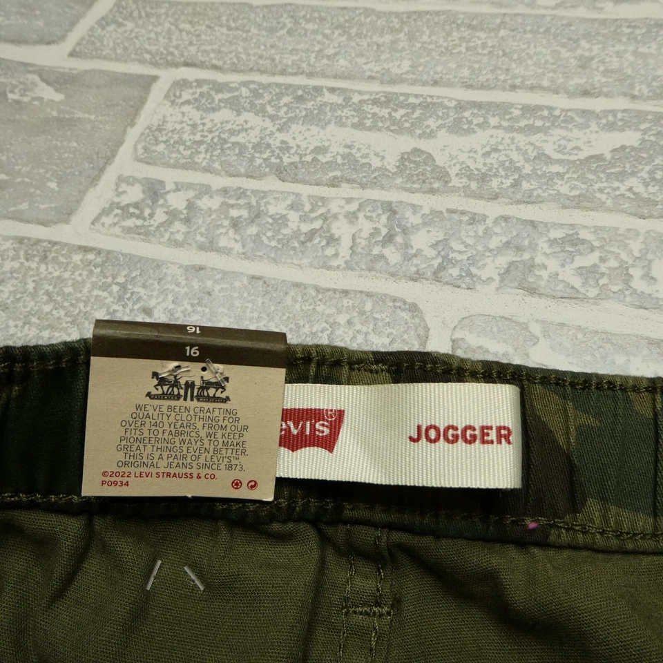 Joggers Levis Juveniles 16 (28x30) Verde Camuflaje Lona Cintura Elástica Nuevos con Etiquetas Foto 2 de 4