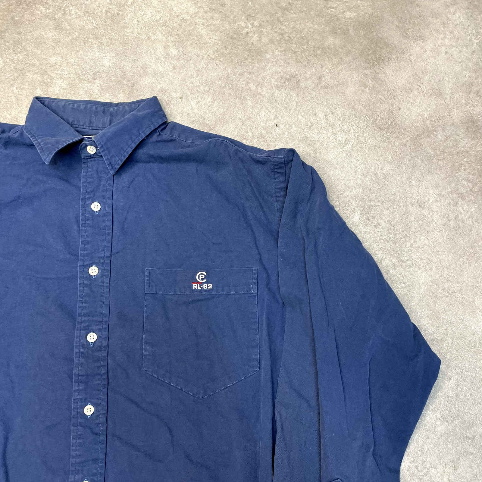 Ralph Lauren Shirt Mens Small Pony 100% Cotton Button Up Top, Navy Medium image 2