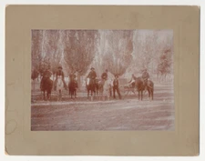 c1910s Men Ride on Horse Back & Wagon Western 7' x 9" Photo Board Estate Find