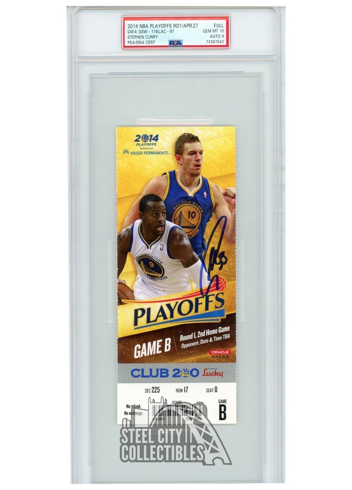 Stephen Curry Autographed Signed 2014 Playoffs Round 1 Game 4 Ticket PSA 10 PSA/DNA 9 