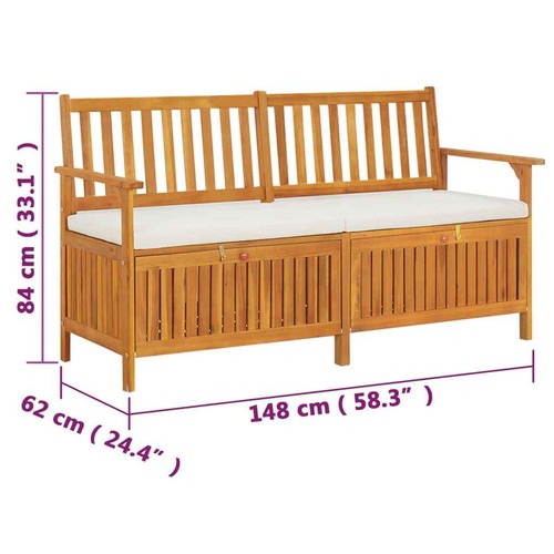 Outdoor Storage Box Garden Bench Sheds Chest Toy Tool 120cm/148cm/170cm Cushion - Picture 49 of 65