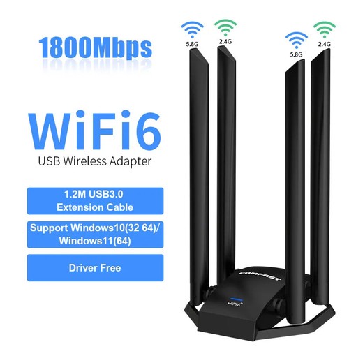 AX5400 WiFi 6 Adapter 1800Mbps 5Ghz Dual Band Wireless Network Card PC/Laptop - 第 1/8 張圖片