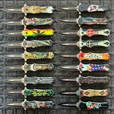 (WHOLESALE LOT x 36) ElitEdge Printed ABS Spring Assisted Pocket Knife - A90