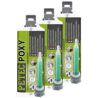 2K Universal Klebstoff transparenter POXY PETEC 98050 3 X 50 ml Epoxy-Klebstoff
