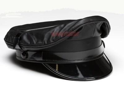 awanstar Leder Mütze,Offizier Schirmmütze,Biker Mütze Kappe Leather Muir cap