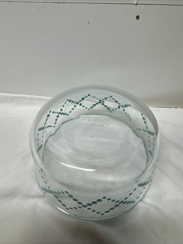 Pyrex 1 Qt Clear With Blue Aqua/Turquoise Dots Geometric Bowl - Picture 5 of 8