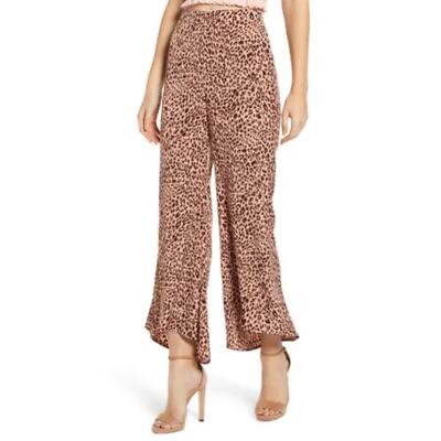 4SI3NNA Iris Leopard Print Cropped Wide Leg Pants