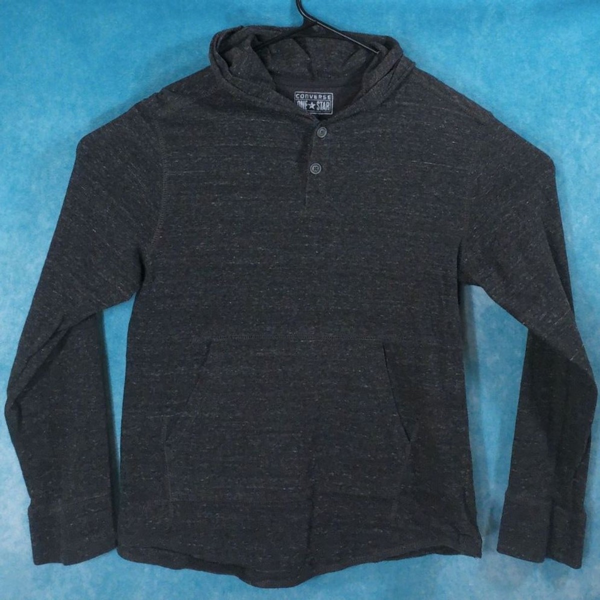 Converse One Star Lightweight Long Sleeve Pullover Hoodie, Gray, Size Small