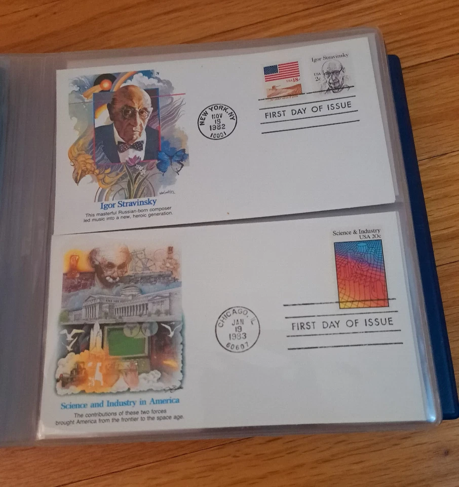 Vintage US First Day Cover Society Blue Book & 17 1ST Day Issue Stamps 1982-84 - Image 3 of 4