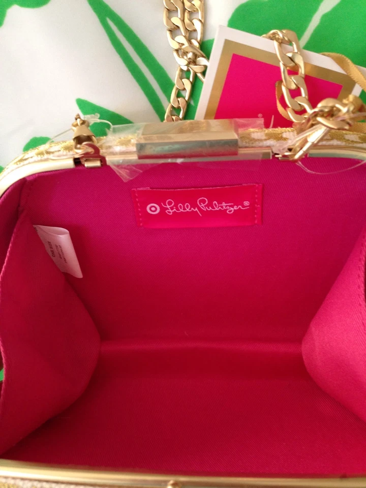 Bolso sin asas bordado para mujer Lilly Pulitzer For Target - dorado - NUNCA USADO Foto 3 de 3