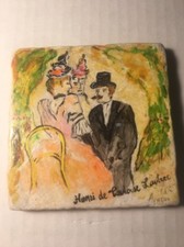 Avedis Oksayan Vinophinelia Signed HAND PAINTED Tile Henri de Toulouse-Lautrec