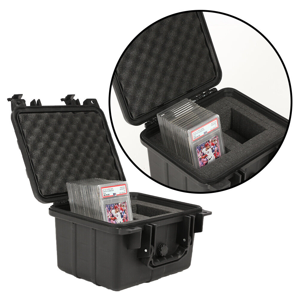 50CT Graded Card Storage Box Travel Waterproof Case Slab Holder &Protector Black