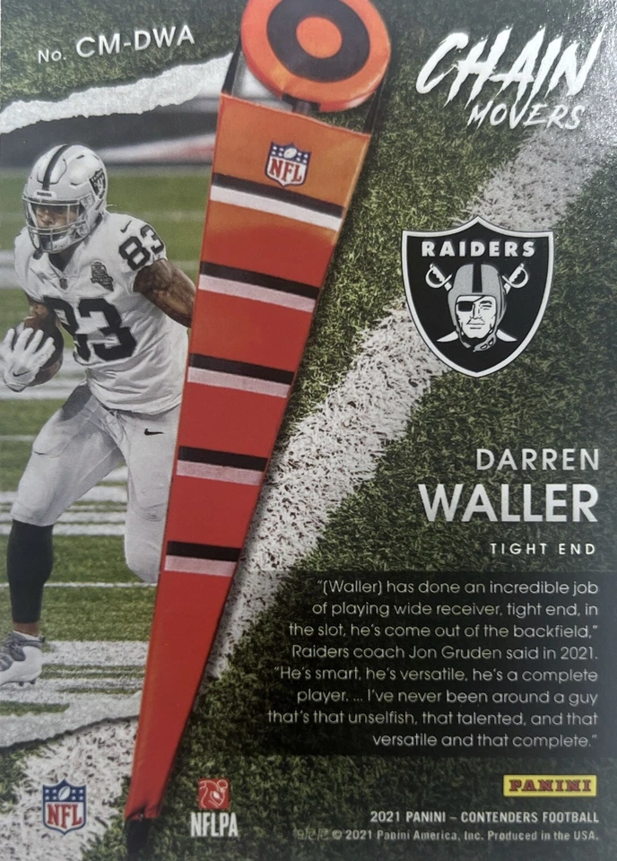 2021 Panini Contenders Football Darren Waller Raiders Chain Movers #CM-DWA - Image 2 of 2