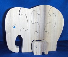 Mountain Craft Shop Elephant & Calf Wooden Jigsaw Puzzle Made in the USA 357508