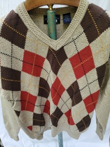 brown argyle jumper