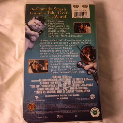 Cats & Dogs mit Jeff Goldblum & Elizabeth Perkins VHS-Kassette 2001 Clamshell - Bild 7 von 7